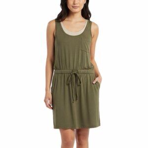 Ann Taylor Loft Womens Tank Dress XS Green Sleeveless Blouson Drawstring Layered